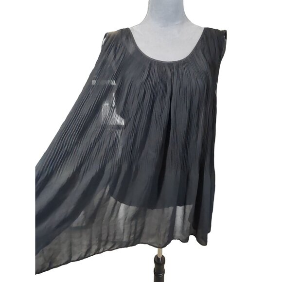 Grace Elements Blouse Womens XL Black Pleated Flowy Corpcore Classicore Feminine - Picture 2 of 8